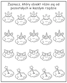 Wskaż inny przedmiot - zadanie dla dzieci do wydruku mini