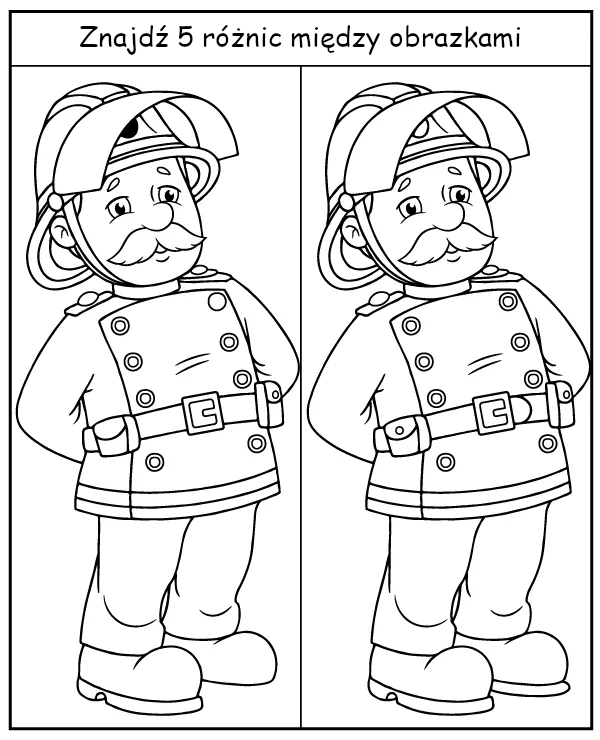 Znajdź 5 różnic - zadanie kolorowanka komendant Steele Strażak Sam