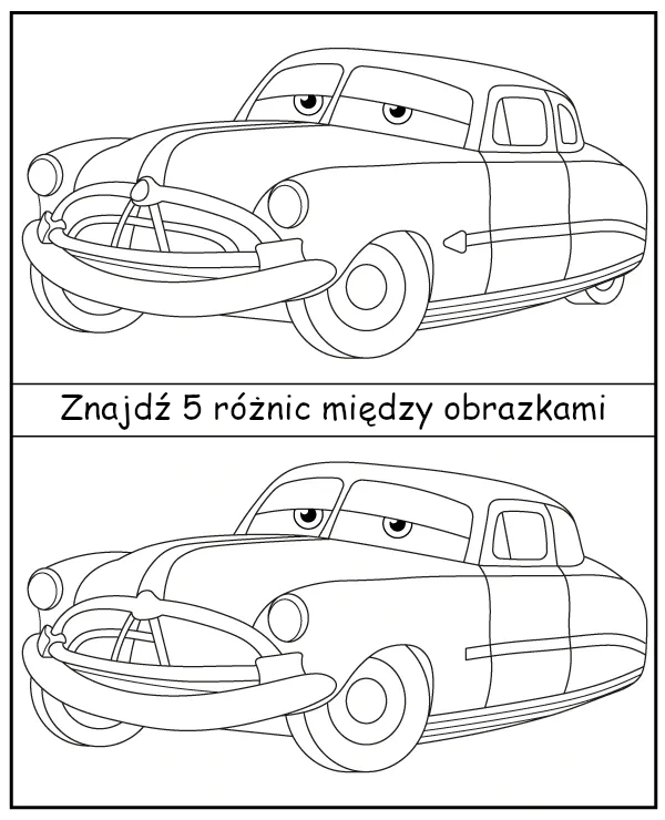 Znajdź 5 różnic między obrazkami z bajki Auta