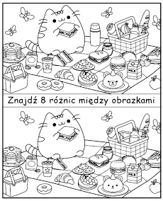Znajdź 8 różnic między obrazkami z kotkiem Pusheen mobile