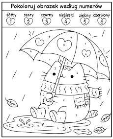Pokoloruj według numerów Pusheen kolorowanka do druku mobile