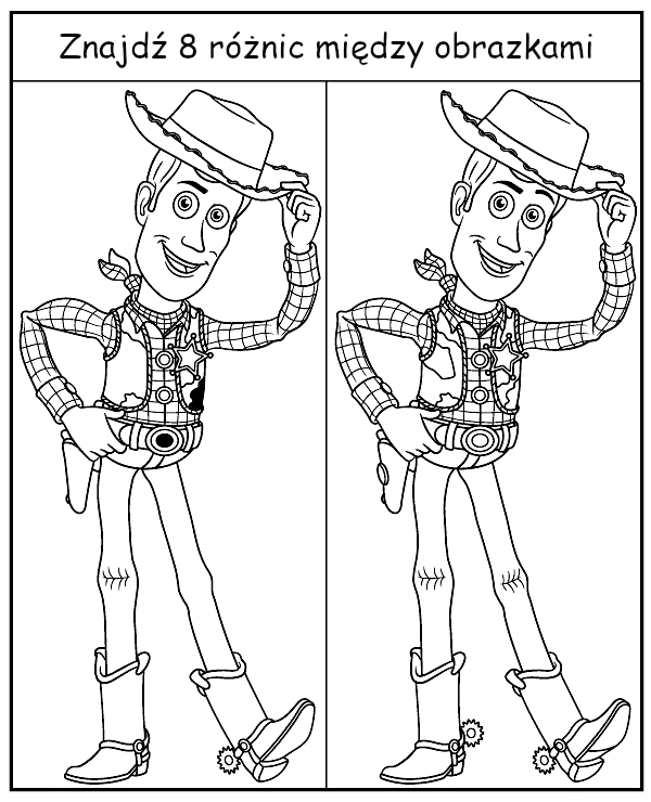 Znajdź 8 różnic - zadanie Chudy Toy Story