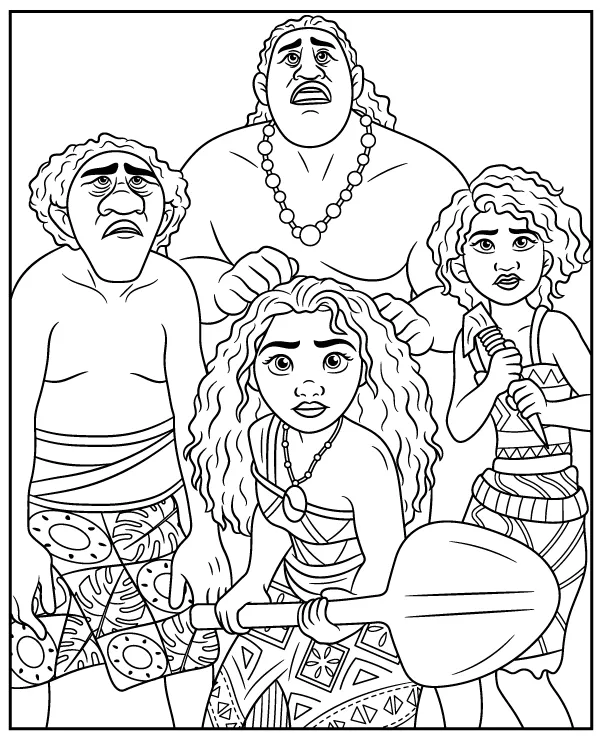 Vaiana kolorowanka bohaterowie bajki