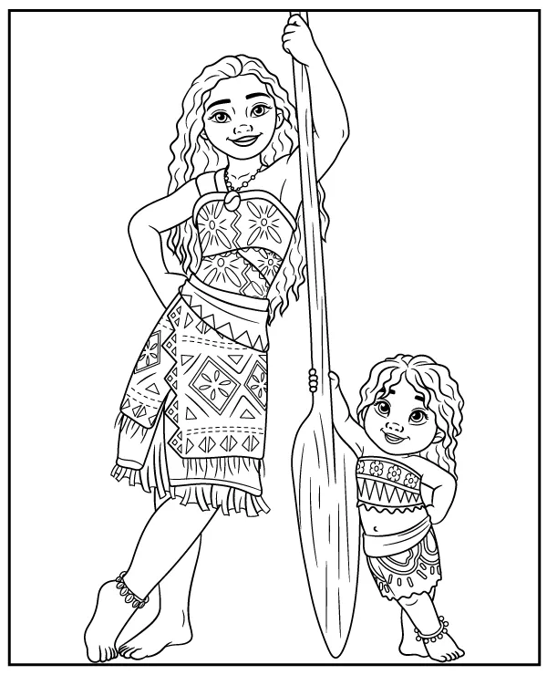 Vaiana i Simea kolorowanka dla dzieci