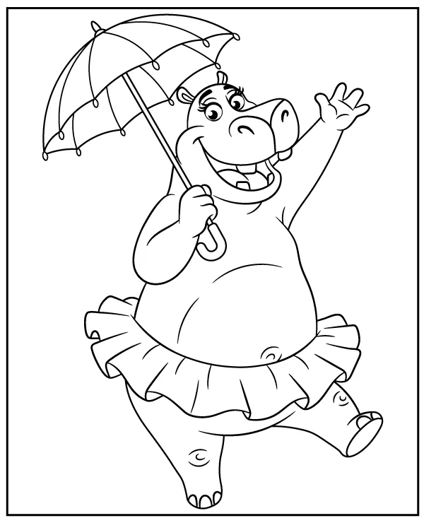 Hipopotam Gloria kolorowanka z bajki Madagaskar