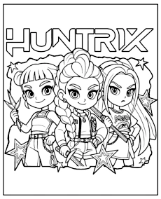 Kpop Demon Hunters kolorowanka do druku Huntrix anime mini
