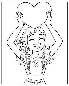 Kpop Demon Hunters Zoey z sercem kolorowanka do druku anime mini