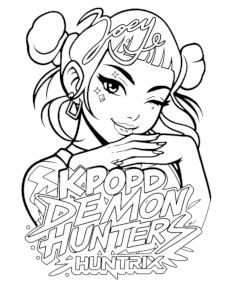Kpop Demon Hunters Zoey kolorowanka do wydruku mini