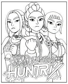 Kpop Huntrix kolorowanka Zoey, Mira i Rumi mini