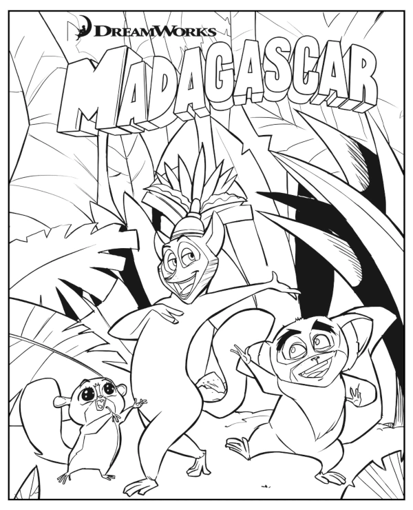 Król Julian Mort i Maurice kolorowanka Madagaskar