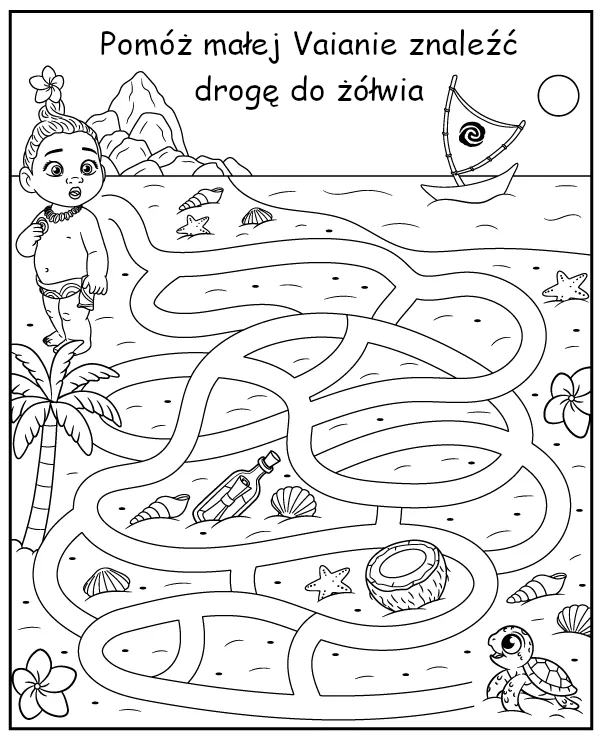 Labirynt Vaiana do wydruku - zadanie dla dzieci