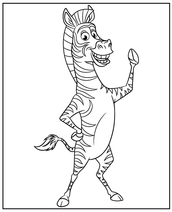 Zebra Marty kolorowanka z bajki Madagaskar