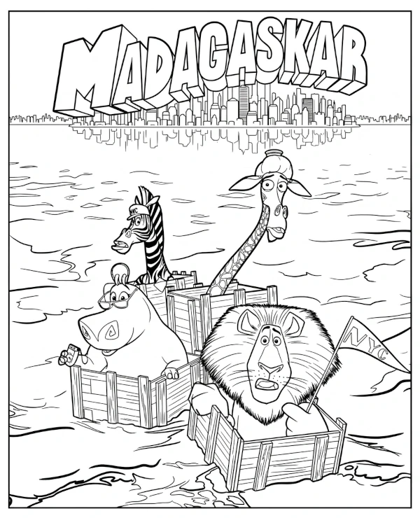 Madagaskar kolorowanka z bajki