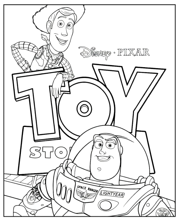 Toy Story 5 kolorowanka do wydruku Chudy i Buzz Astral