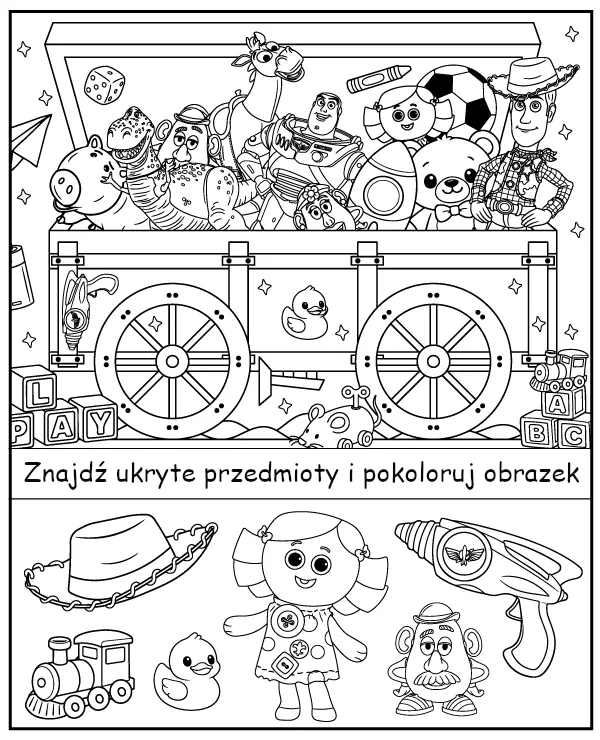Toy Story ukryte zabawki - zadanie dla dzieci