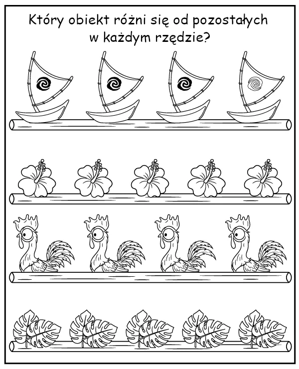 Vaiana zadanie na spostrzegawczość dla dzieci