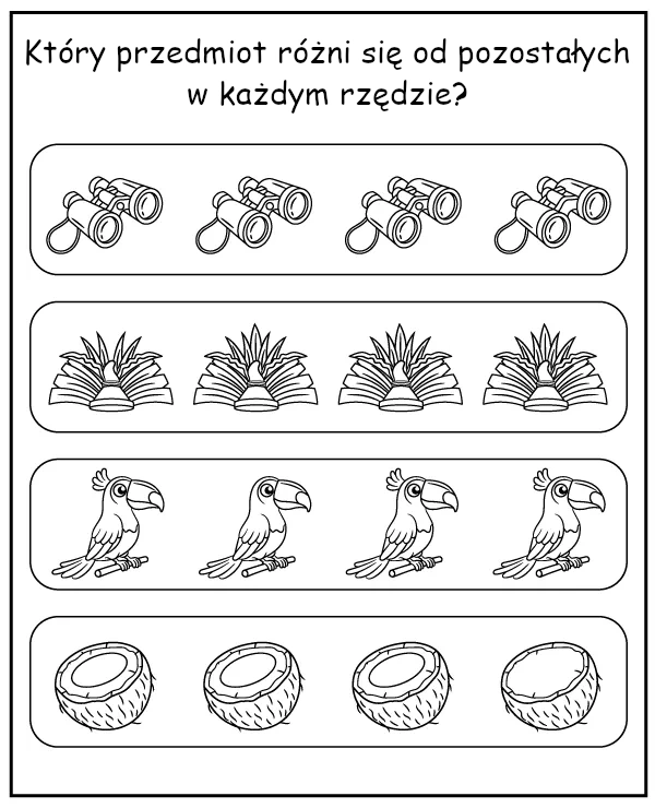 Zadanie na spostrzegawczość - znajdź inny przedmiot z bajki Madagaskar