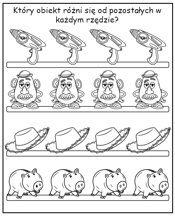 Znajdź inny przedmiot Toy Story - zadanie dla dzieci