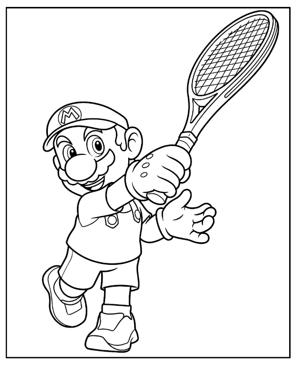 Tenis Mario kolorowanka do druku