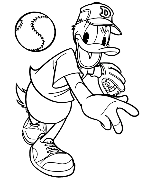 Kaczor Donald Baseball Kolorowanka Sportowa dla Dzieci