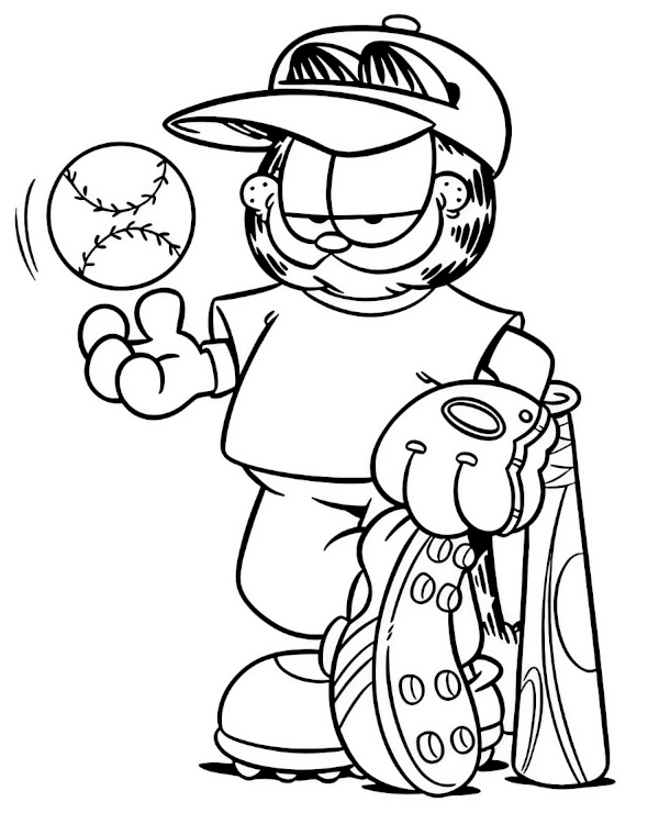 Garfield Baseball Kolorowanka Sportowa dla Dzieci