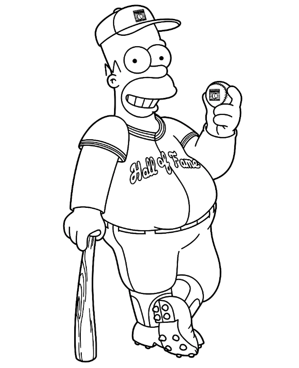 Homer Simpson Baseball Kolorowanka Sportowa dla Dzieci
