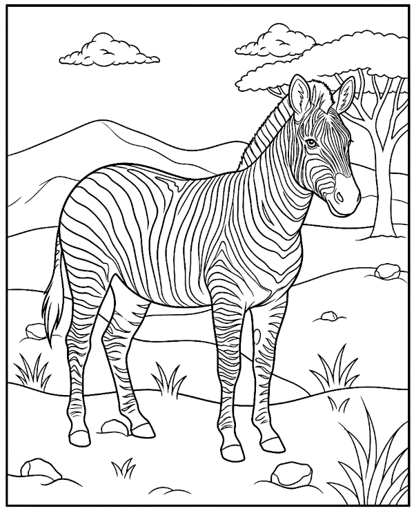 Zebra kolorowanka zwierzęta Afryki
