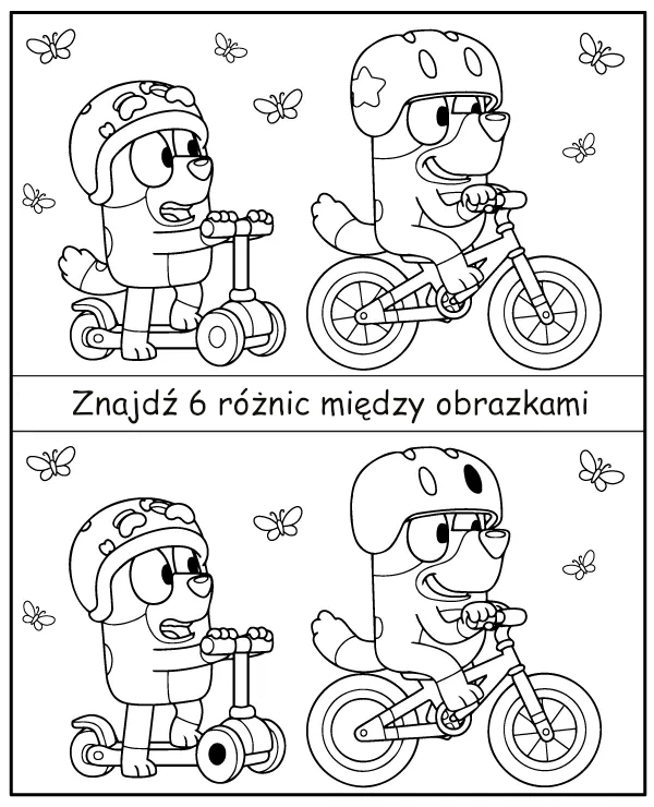 Znajdź 6 różnic między obrazkami Bluey