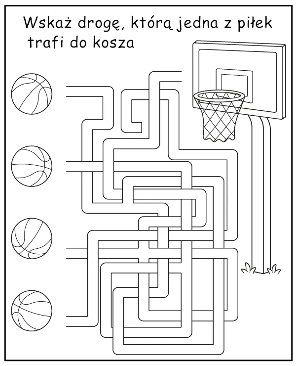 Labirynt Koszykarski - Zadanie dla Dzieci do Druku
