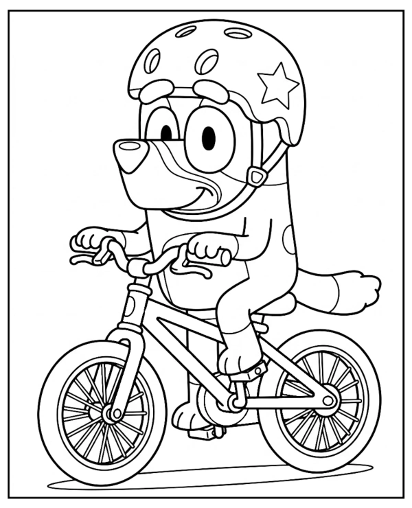 Bluey na Rowerze Kolorowanka do Druku dla Dzieci