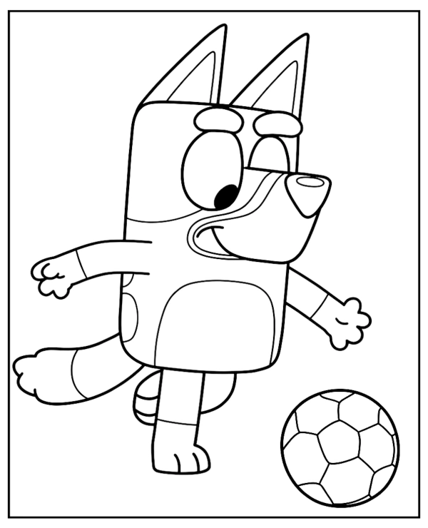 Bluey Gra w Piłkę Nożną Kolorowanka do Druku dla Dzieci