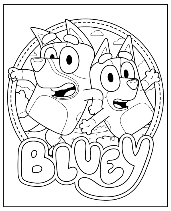 Bluey i Bingo Kolorowanka do Wydruku