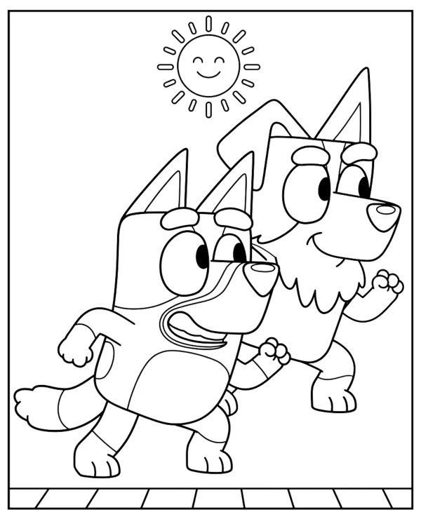 Bluey i Wujek Radzio Kolorowanka do Wydruku