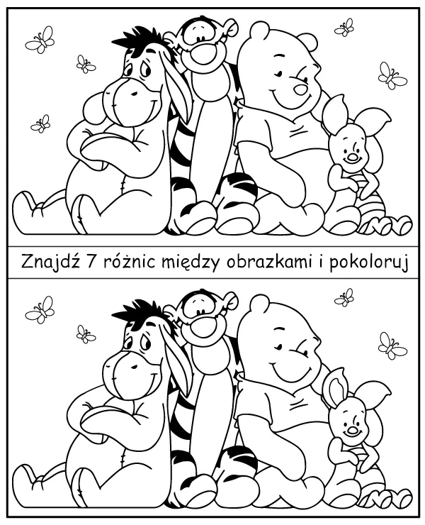 Znajdź różnice między obrazkami Kubuś Puchatek