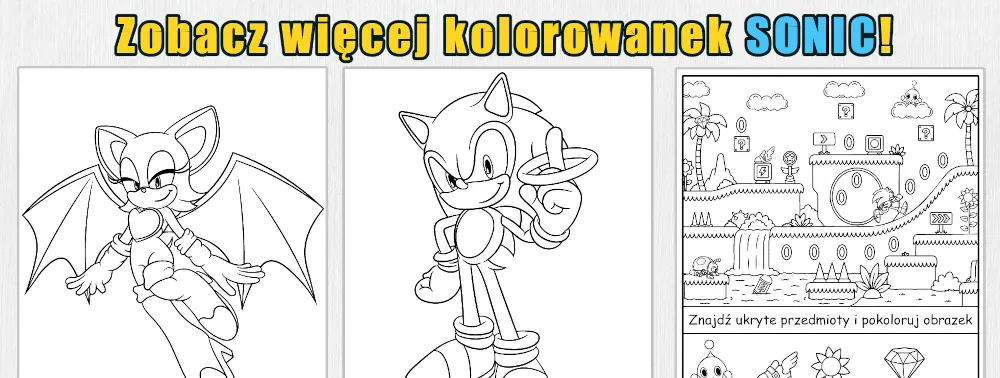Baner więcej kolorowanek i zadań Sonic