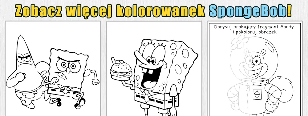 Baner więcej kolorowanek i zadań SpongeBob