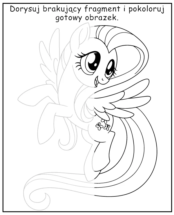 Dorysuj Drugą Połowę Kucyka i Pokoloruj Obrazek - My Little Pony Zadanie dla Dzieci