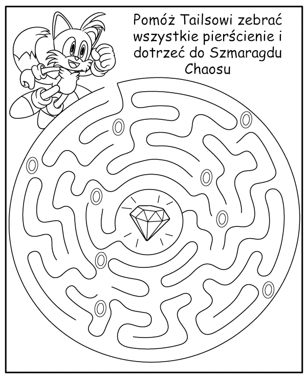 Labirynt Sonic - Zadanie dla Dzieci do Druku
