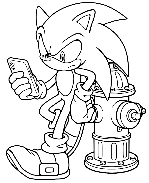 Sonic ze smartfonem kolorowanka 