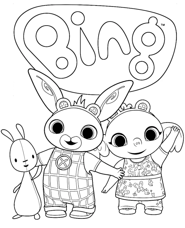 Bing, Sula i Flop Kolorowanka do druku dla Dzieci