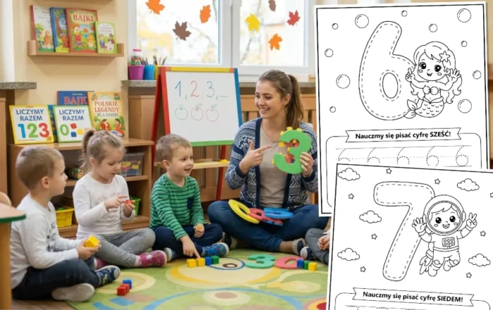 Nowy zestaw materiałów edukacyjnych do nauki liczb i liczenia baner