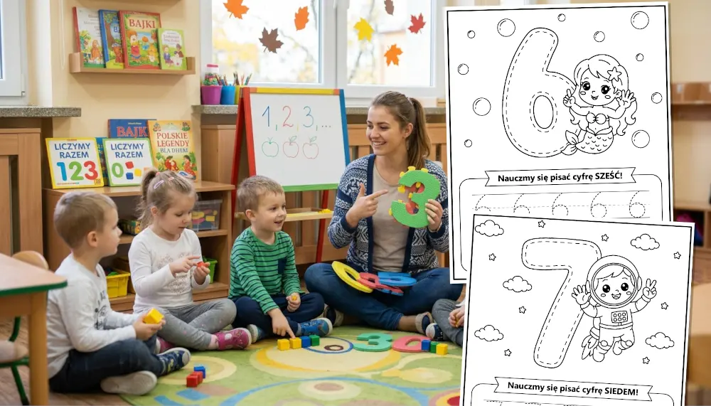 Nowy zestaw materiałów edukacyjnych do nauki liczb i liczenia baner