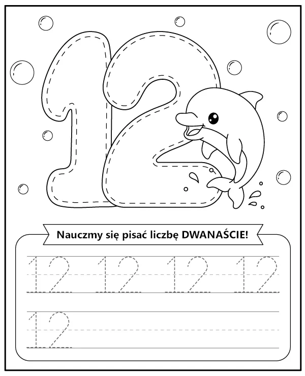 Liczba 12 Dwanaście Karta Pracy dla Dzieci do Druku