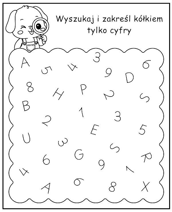 Znajdź Cyfry na Obrazku - Karta Pracy do Nauki Liczenia