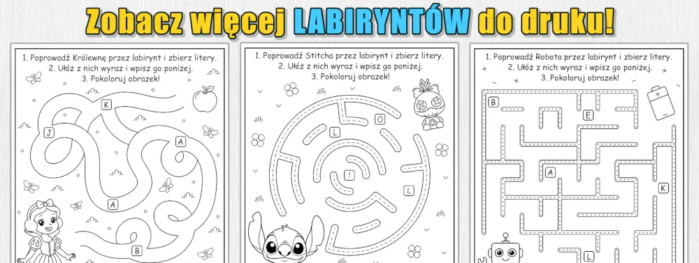 Labirynty dla dzieci - więcej łamigłówek baner