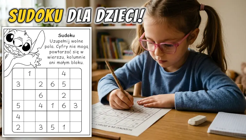Sudoku dla dzieci do wydruku baner